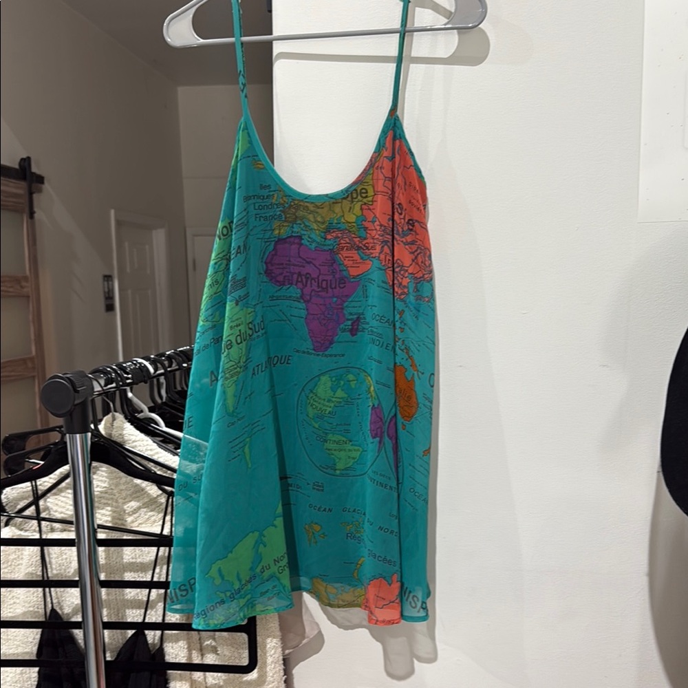Show Me Your MuMu Teal and Multicolor Map Print Mini Dress